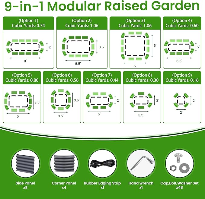 Gruper Galvanized Raised Garden Bed, 8×2×1.4 ft Tall Oval Large Metal Planter Raised Garden Boxes Outdoor for Vegetable Fruits Flower Herb, Anti-Rust and Sturdy & Easy-Setup