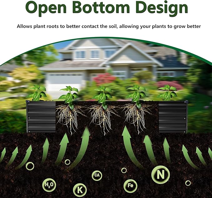 4×3×1FT(2PCS) Galvanized Raised Garden Bed Kit, Metal Planter Boxes,Large Raised Garden Bed for Planting Vegetables,Flowers,Herbs -Black