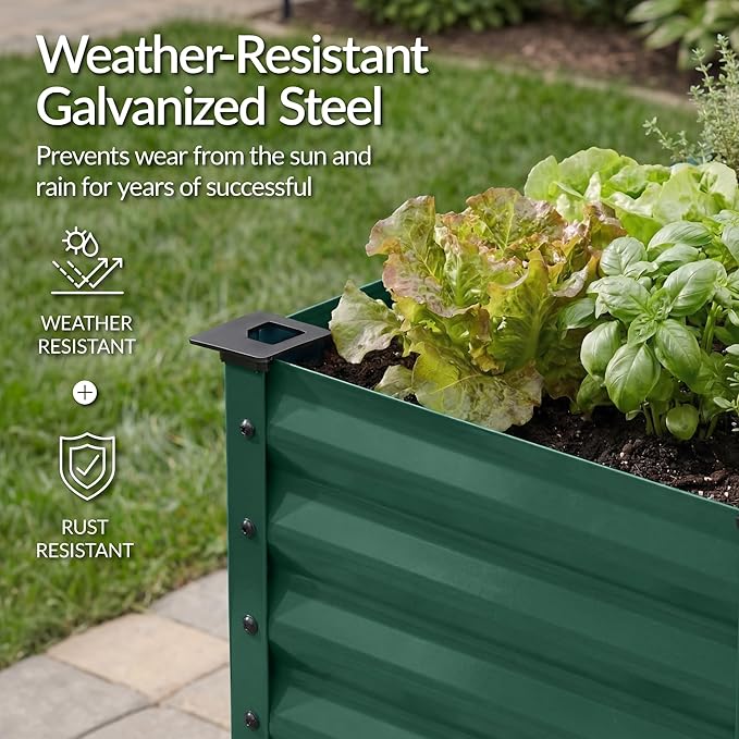 Best Choice Products 48x24x30in Galvanized Raised Garden Bed, Metal Elevated Planter Box, Vegetable Garden for Backyard, Patio, Balcony - Dark Green