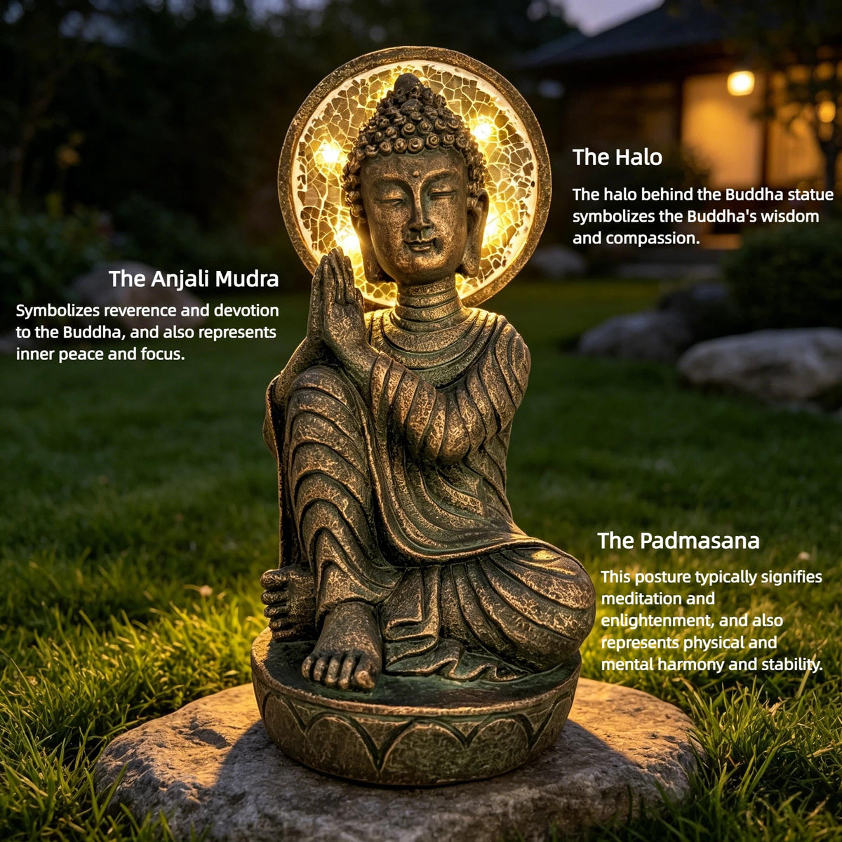 11.5in buddha statue outdoor (Antique Bronze)