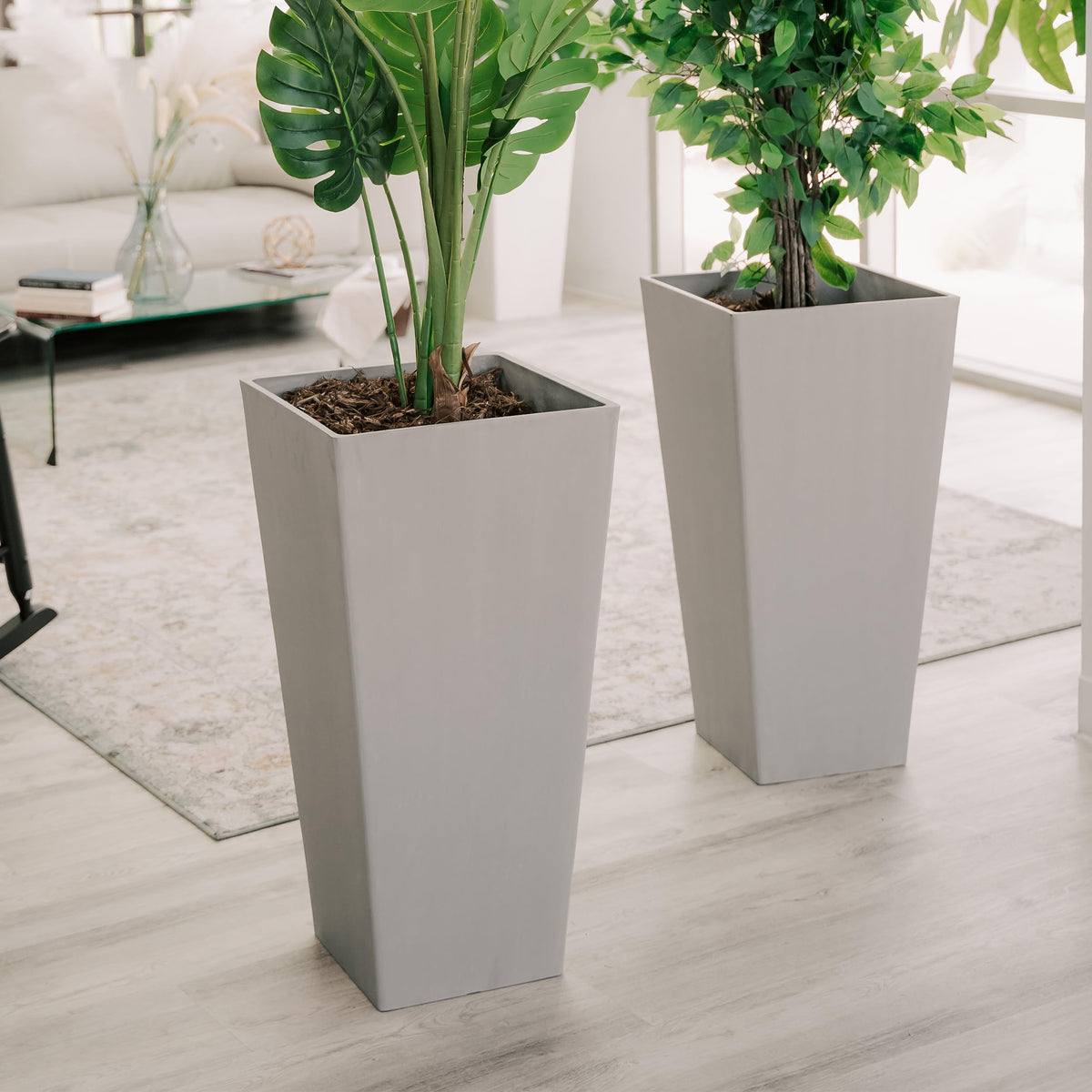 28 Inch Tall Square Tapered Planter (2 Count)