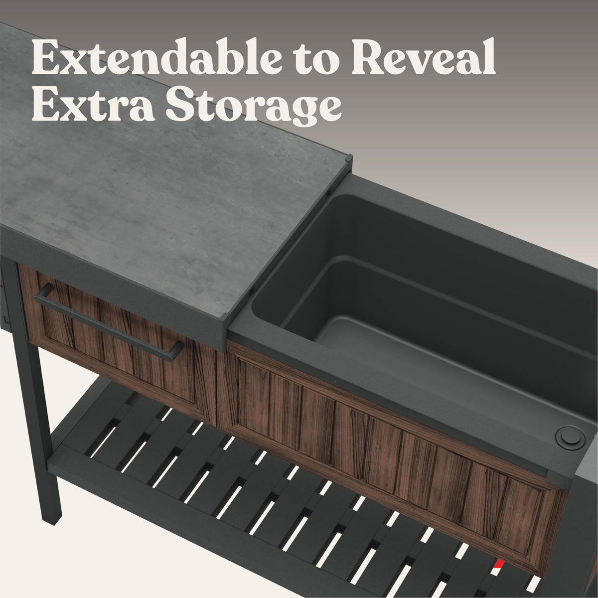 Extendable Outdoor Bar Cart with Hidden Cooler (Rosewood)