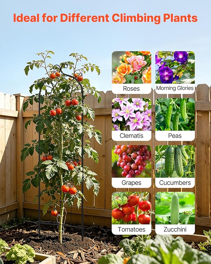 VEVOR Garden Trellis, 60 x 15 inch Rose Trellis, 4 Packs Garden Flower Rose Trellises with Powder-Coated Finish & Convenient Locking Design, Plant Support Trellises for Flowers, Vegetables, Roses