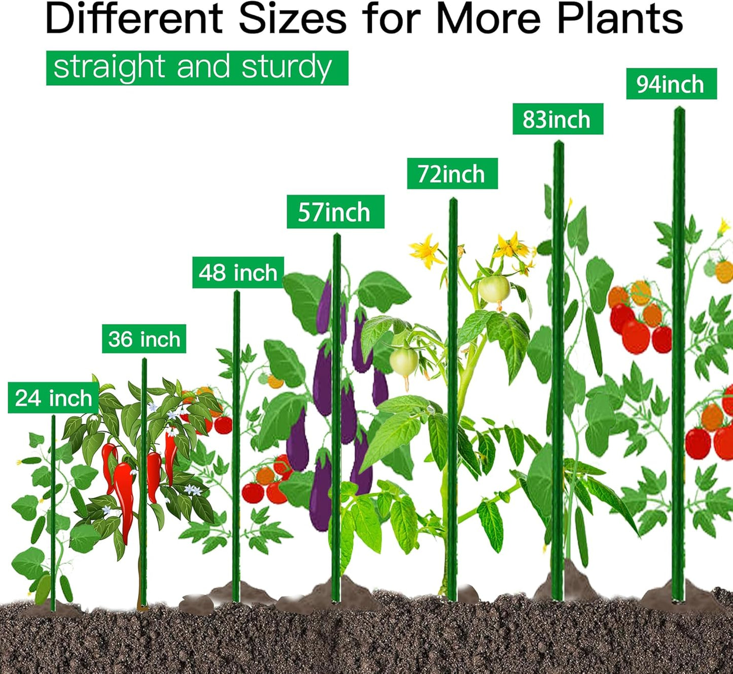 Garden Stakes 3ft, 3 Feet Metal Plant Stakes 30 Pack for Gardening and Farm, Plastic Coated Plant Support for Tomato, Cucumber, Bean, Flower, Potted and More Climbing Plants