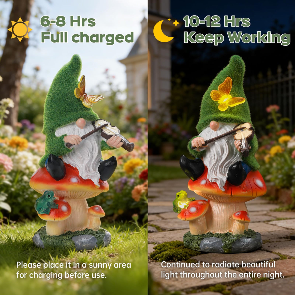Solar Gnomes Garden Statue Decor for Mother's Father's Day (Greengnome)
