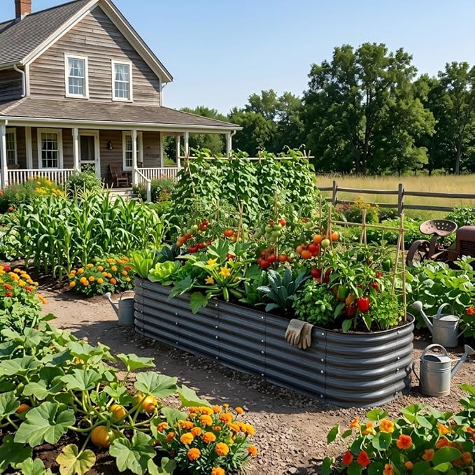 Modular Raised Garden Bed Kit 8×2×1.5FT, Magnesium-Aluminum-Zinc Steel, Rust-Proof & Tool-Free Assembly for Vegetables Herbs Flowers, Patio Backyard Urban Gardening(Gary)