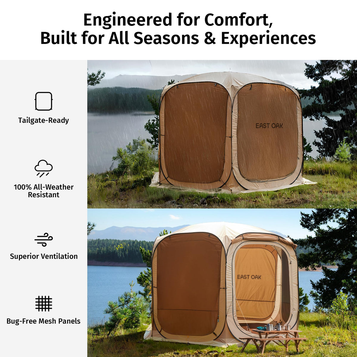 12×12 FT Pop Up Canopy Tent with Mosquito Netting (Beige / 12×12 FT)