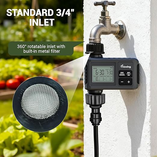 360° Adjustable Drip Irrigation System - 100FT Garden Watering Atomizing System with 32 Nozzles & Water Timer, Greenhouse Accessories for Yard, Lawn, Plants, Garden, 5/16 inches Tubing