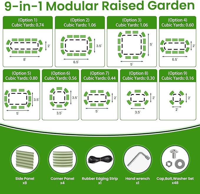 Gruper Galvanized Raised Garden Bed, 8×2×1.4 ft Tall Oval Large Metal Planter Raised Garden Boxes Outdoor for Vegetable Fruits Flower Herb, Anti-Rust and Sturdy & Easy-Setup
