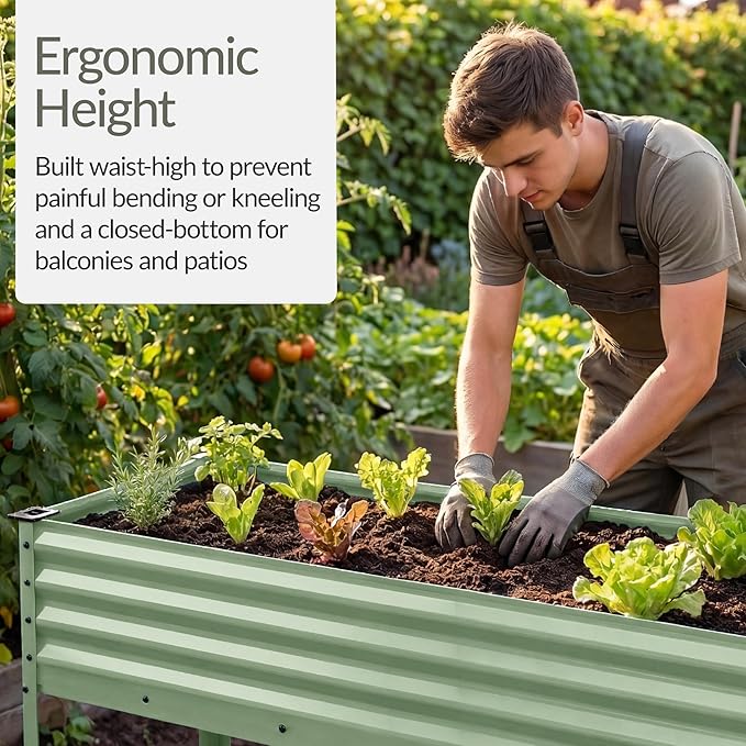 Best Choice Products 48x24x30in Galvanized Raised Garden Bed, Metal Elevated Planter Box, Vegetable Garden for Backyard, Patio, Balcony - Sage Green
