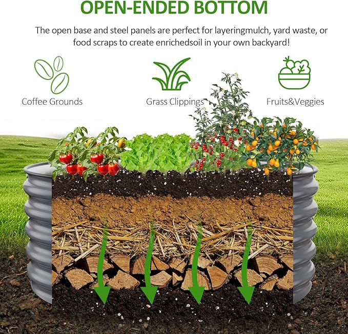 Gruper Galvanized Raised Garden Bed, 3.5ft x 17'' Tall Round Metal Planter Raised Garden Boxes Outdoor for Vegetable Fruits Flower Herb, Anti-Rust and Sturdy & Easy-Setup