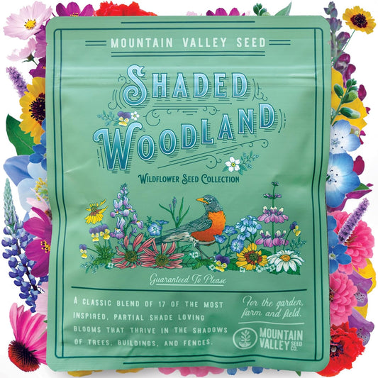Wildflower Seed Bulk, 3 Oz. (80,000+ Seeds) – 19 Non-GMO Flower Seeds for Shade, Annual & Perennial Wild Flowers Mix for Partial Shade – Shade Tolerant by Mountain Valley Seed