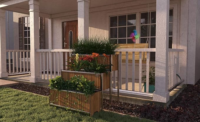 Foreman Raised Garden Bed with Legs- Outdoor Garden Box- 36”Lx12”Wx25”H Elevated Planter Box for Backyard Patio Balcony, Zebrano