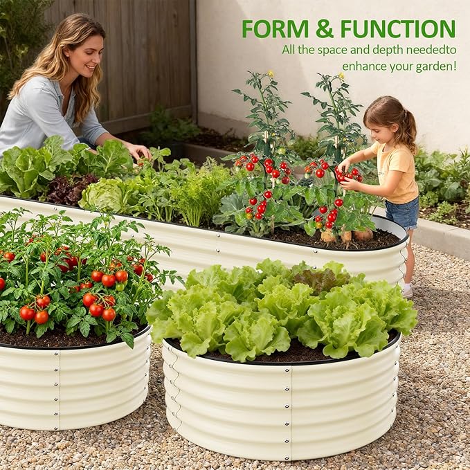 Gruper Galvanized Raised Garden Bed, 3.5ft x 17'' Tall Round Metal Planter Raised Garden Boxes Outdoor for Vegetable Fruits Flower Herb, Anti-Rust and Sturdy & Easy-Setup