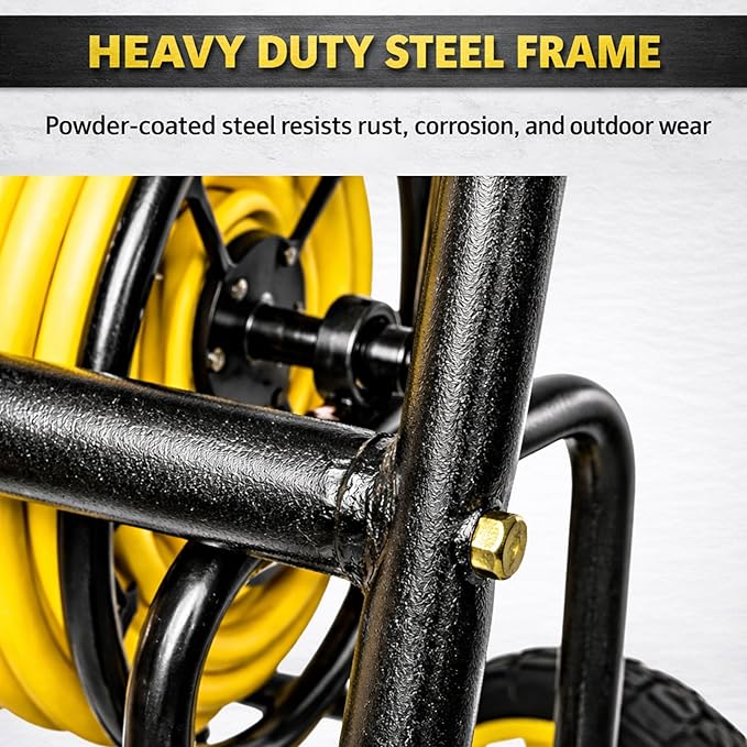 Garden Hose Reel Cart, Heavy Duty Hose Reel with Wheels, Outdoor Water Hose Reel for Backyard, Garden, or Lawn, Metal Hose Carts (400ft Hose Carriage)