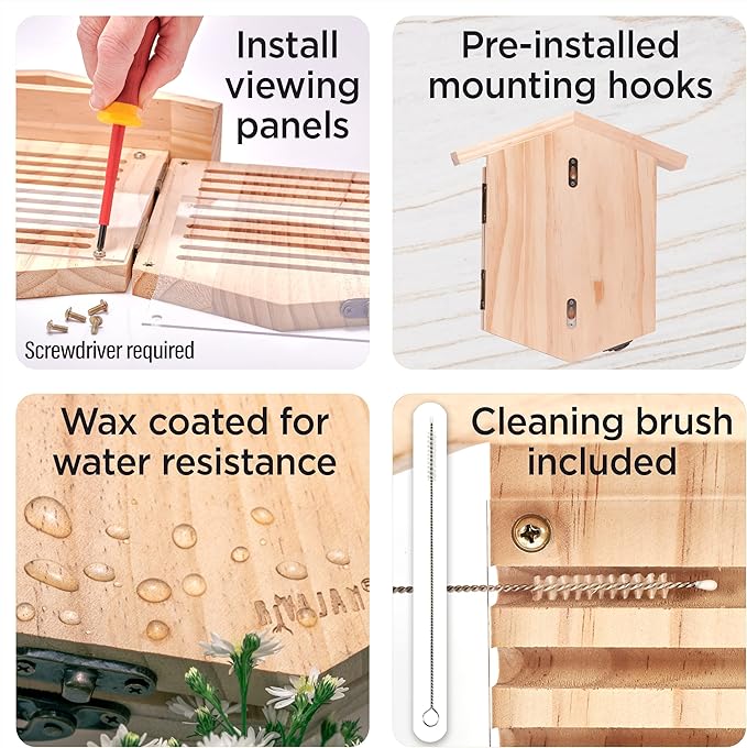 Rivajam Native Bee Observatory | Mason Bee Houses for Pollinating Bees | Pollinator Bee Houses for The Garden Lover | Leaf cutter Bee Home | Unique Gardening Gifts