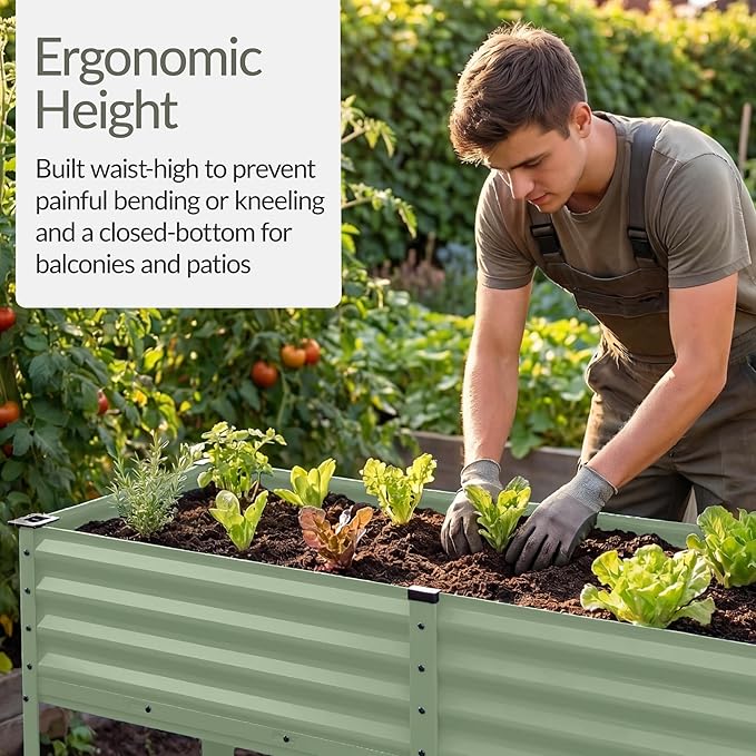 Best Choice Products 72x24x30in Non Toxic Galvanized Raised Garden Bed, Metal Elevated Planter Box, Vegetable Garden, 100% Non Toxic Materials - Sage Green