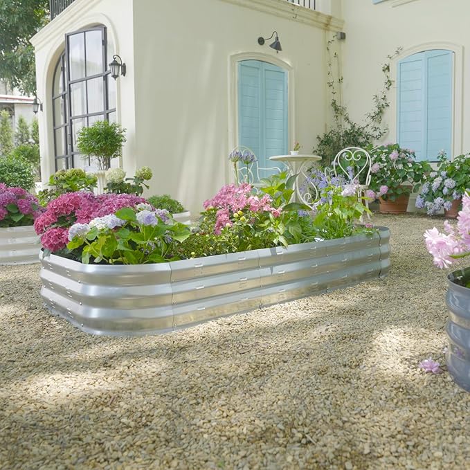 Galvanized Raised Garden Bed Kit, Large Metal Raised Garden Beds for Vegetables, Galvanized Planter Raised Garden Boxes Outdoor (2PCS)