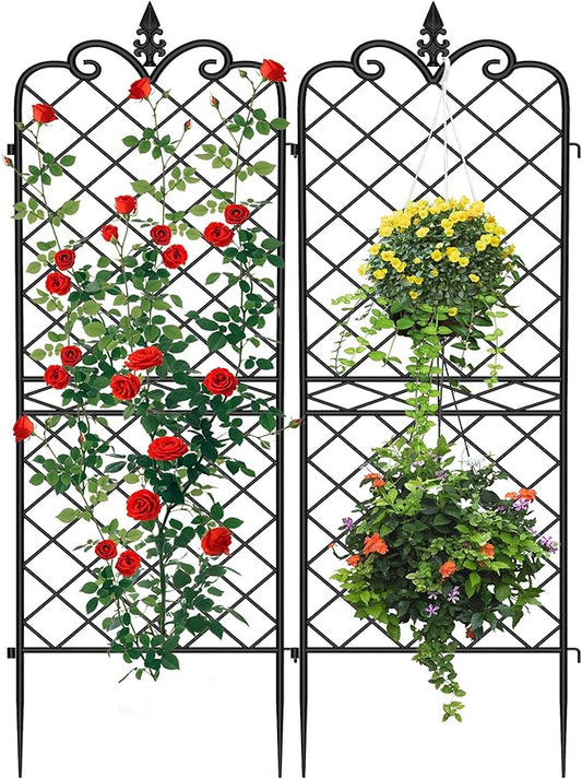 AMAGABELI GARDEN & HOME Garden Trellis 2 Pack 71”x20” Heavy Duty Rustproof Wall Trellis for Climbing Plants Outdoor Metal Decoration Large Trellis for Potted Plants Support Trellis Roses Black