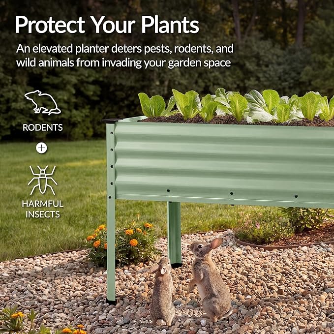 Best Choice Products 48x24x30in Galvanized Raised Garden Bed, Metal Elevated Planter Box, Vegetable Garden for Backyard, Patio, Balcony - Sage Green