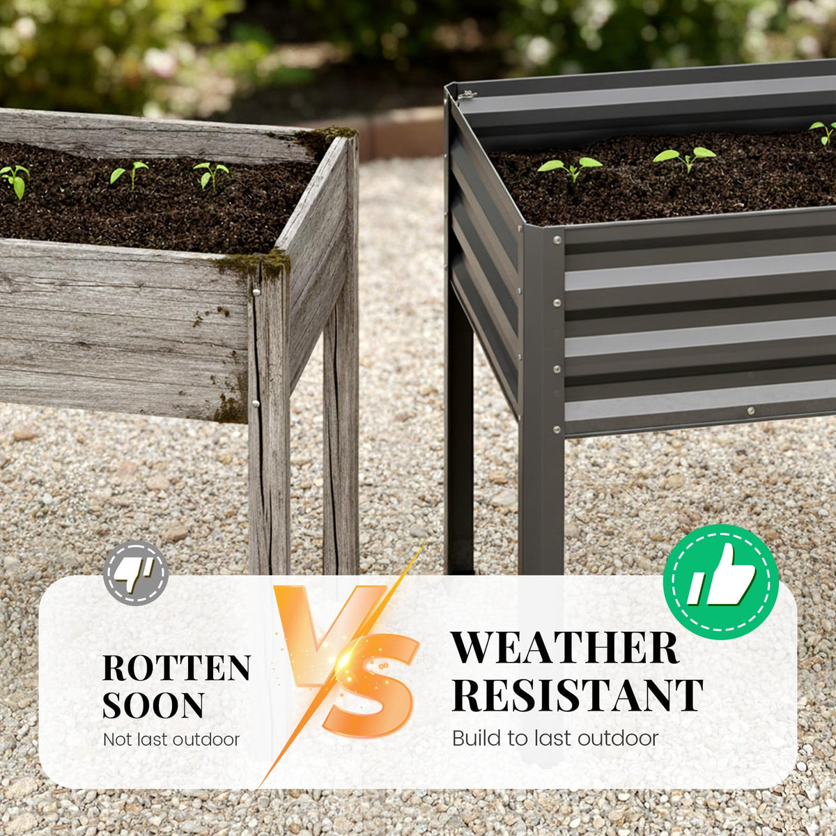 Large Raised Garden Bed with Legs & Netting 48×24×56 in