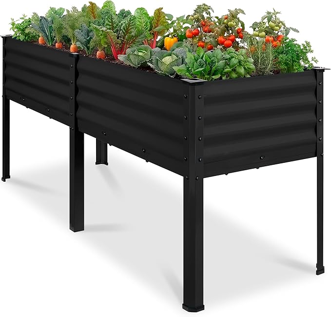 Best Choice Products 72x24x30in Non Toxic Galvanized Raised Garden Bed, Metal Elevated Planter Box, Vegetable Garden, 100% Non Toxic Materials - Black