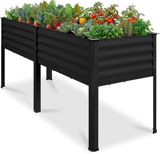 Best Choice Products 72x24x30in Non Toxic Galvanized Raised Garden Bed, Metal Elevated Planter Box, Vegetable Garden, 100% Non Toxic Materials - Black