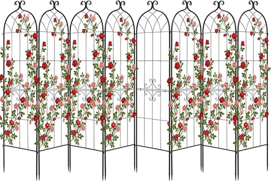 VEVOR Garden Trellis, 71 x 20 inch Rose Trellis, 8 Packs Garden Flower Rose Trellises with Powder-Coated Finish & Convenient Locking Design, Plant Support Trellises for Flowers, Vegetables, Roses