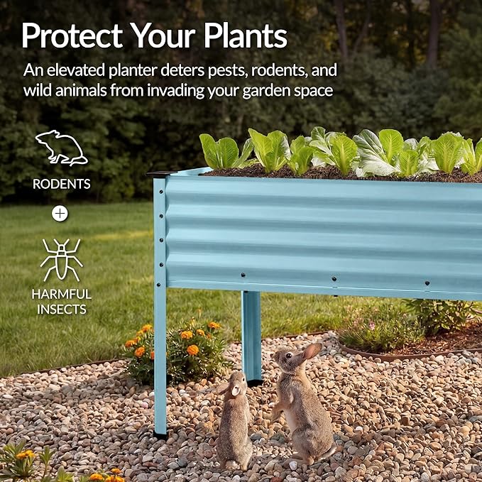 Best Choice Products 48x24x30in Galvanized Raised Garden Bed, Metal Elevated Planter Box, Vegetable Garden for Backyard, Patio, Balcony - Mist Blue