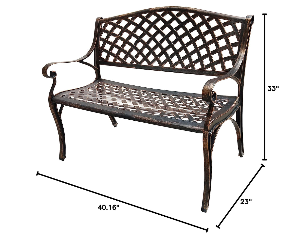 Outdoor Aluminum Modern Patio Bench Loveseat (Bronze)