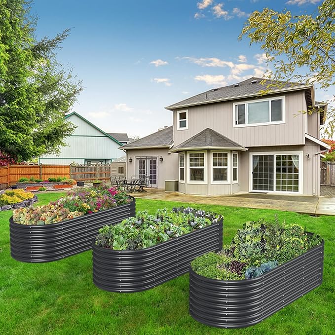 FRIZIONE 8FT(L)×3FT(W)×2FT(H) Raised Garden Bed Outdoor,Raised Garden Beds for Flower, Raised Planter Box Outdoor for Herb, Vegetable-Gray