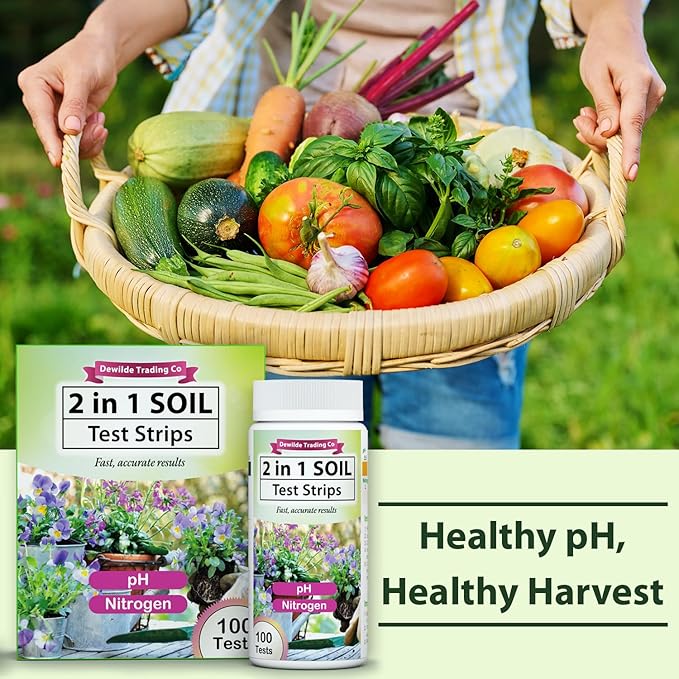 PH and Nitrogen Soil Test Kit with Test Tube - 100 Test Included - Professional Testing Kit for Home Garden Lawn Yard Grass
