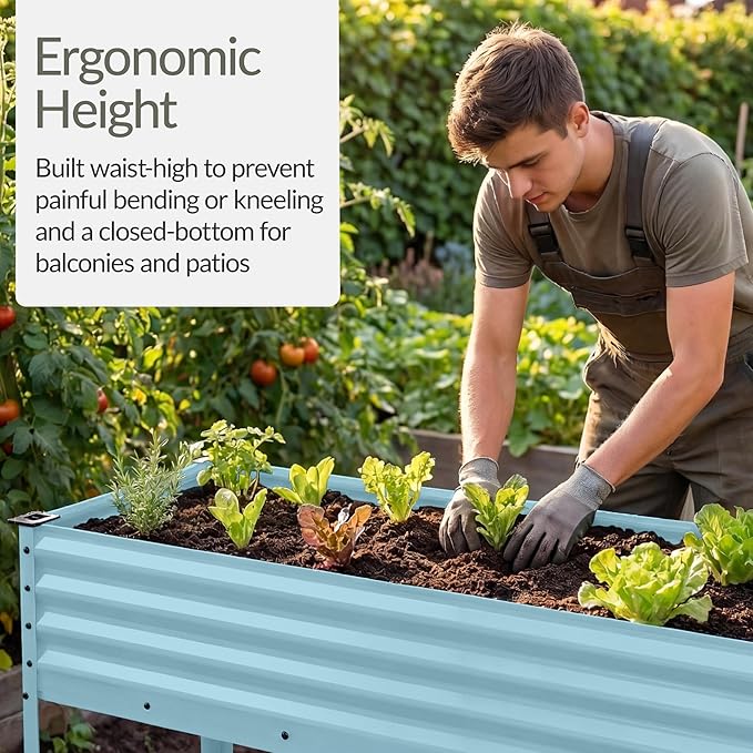 Best Choice Products 48x24x30in Galvanized Raised Garden Bed, Metal Elevated Planter Box, Vegetable Garden for Backyard, Patio, Balcony - Mist Blue