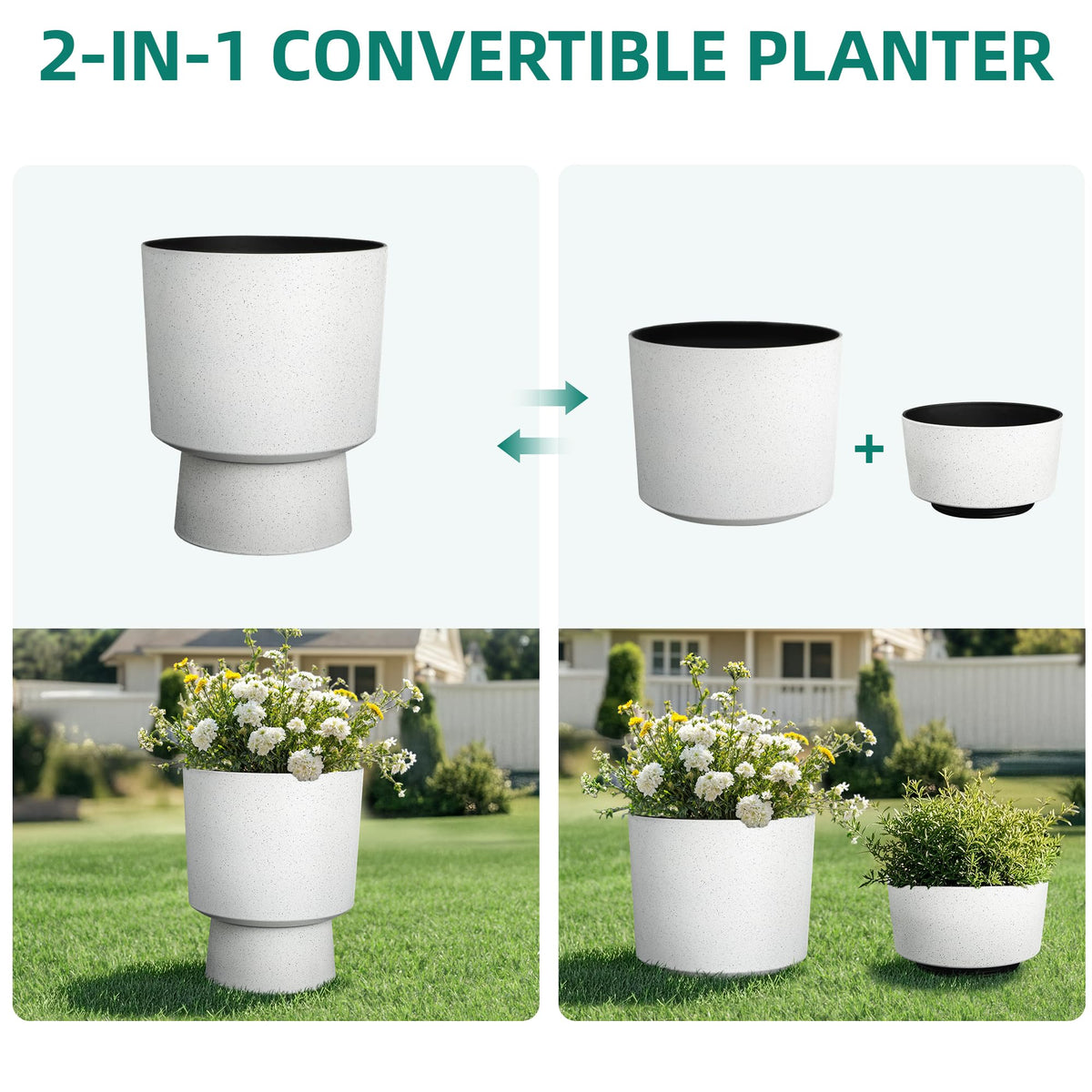 Autodaya 16.75" Urn (16.8"h-white Terrazzo)
