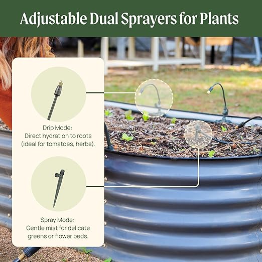 Vego Garden Irrigation Kit - Drip Irrigation System for Raised Garden Beds, Efficient Watering Solution for Vegetables, Flowers, and Plants, Easy DIY Installation