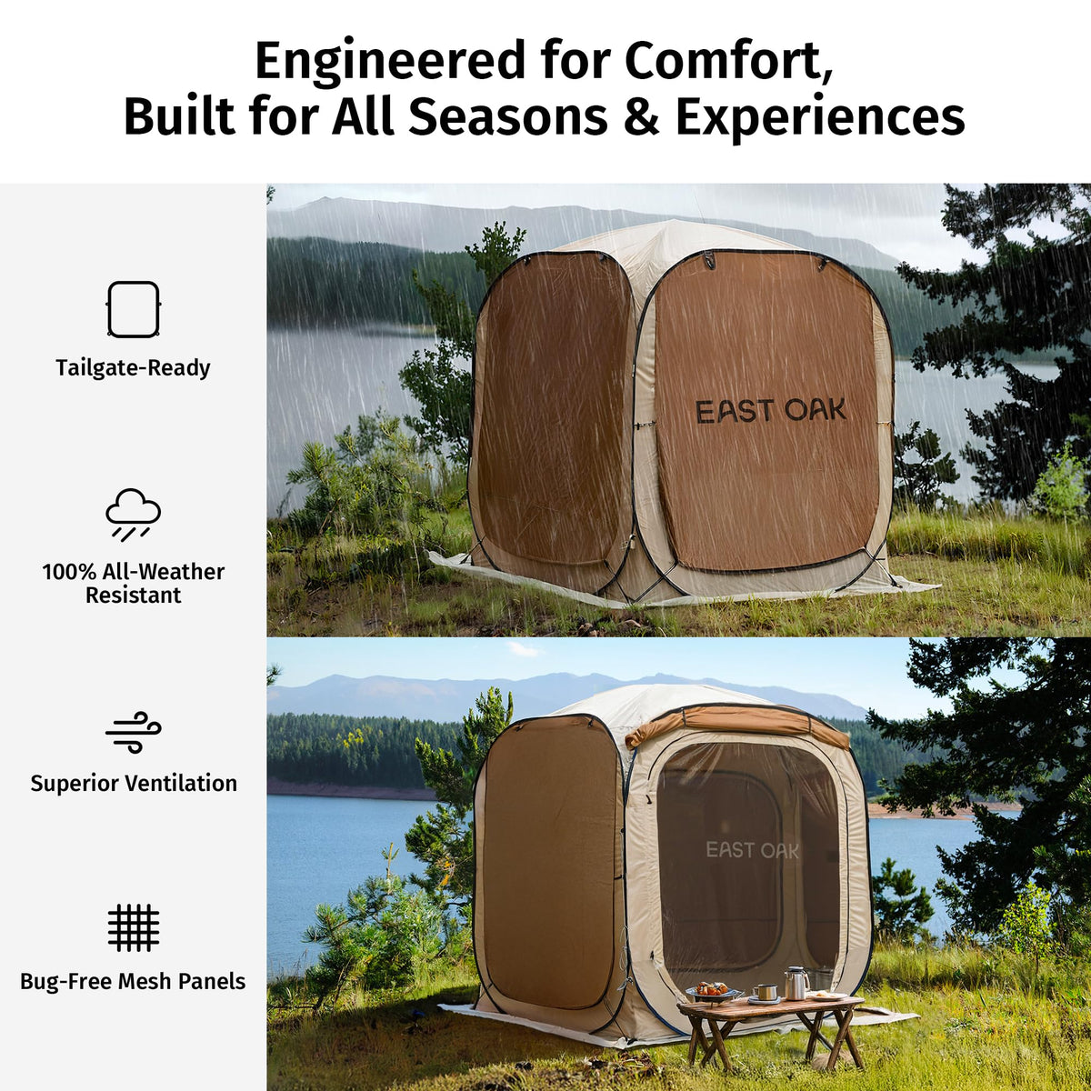 6×6 FT Pop Up Canopy Tent with Mesh (Beige / 6×6 FT)