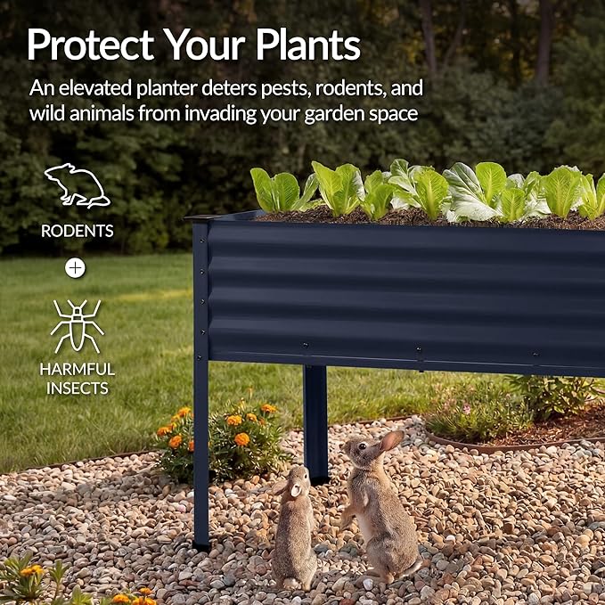 Best Choice Products 48x24x30in Galvanized Raised Garden Bed, Metal Elevated Planter Box, Vegetable Garden for Backyard, Patio, Balcony - Navy Blue