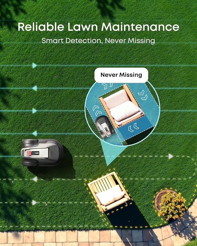 eufy E15 Robot Lawn Mower,Max 0.2 Acres,Wireless Robot Mower with Auto Mapping,Vision Navigation,Multi-Zone Management + Official Accessories: Replacement Blades Box with 3*