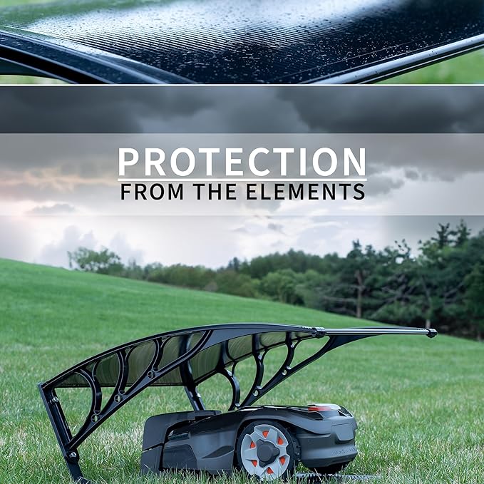 Life Finds Outdoor Shade Cover Designed for Robotic Lawn Mowers, Portable Garage Roof for Robot Mowers, Weather Resistant Polycarbonate Canopy, Black, LF-RLS1