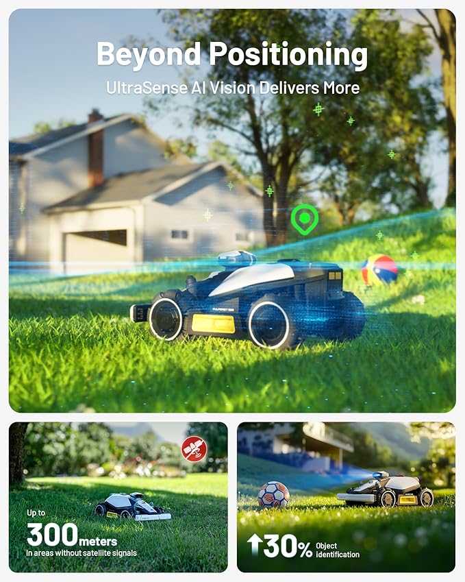 Mammotion LUBA mini AWD 1500H Robot Lawn Mower with Blades, Mowing 0.37 Acre, All-Wheel-Drive for 80% Slope, UltraSense AI Vision+RTK Auto-Mapping, Cutting Height 2.2"-4.0"