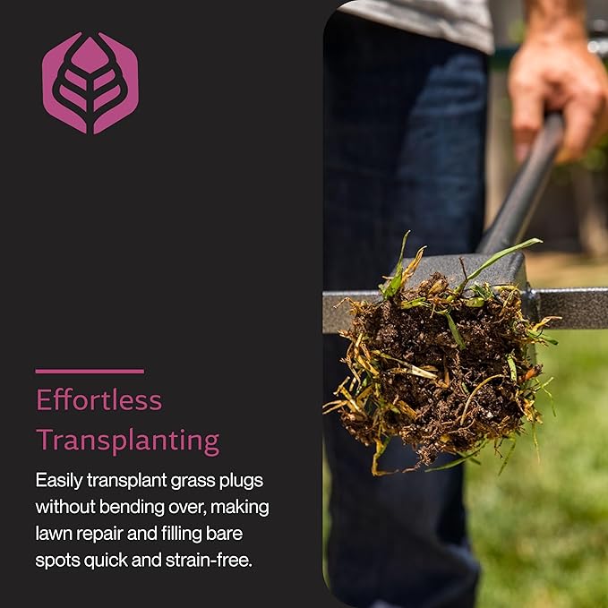 Yard Butler Sod Plugger - DIY Lawn Repair Tool - Stand Up Sod Plugger with Long Handle - Versatile Foot Bar - Easy Plug Ejection - Rust Resistant Sod Plugger - Powder Coated Steel Tool