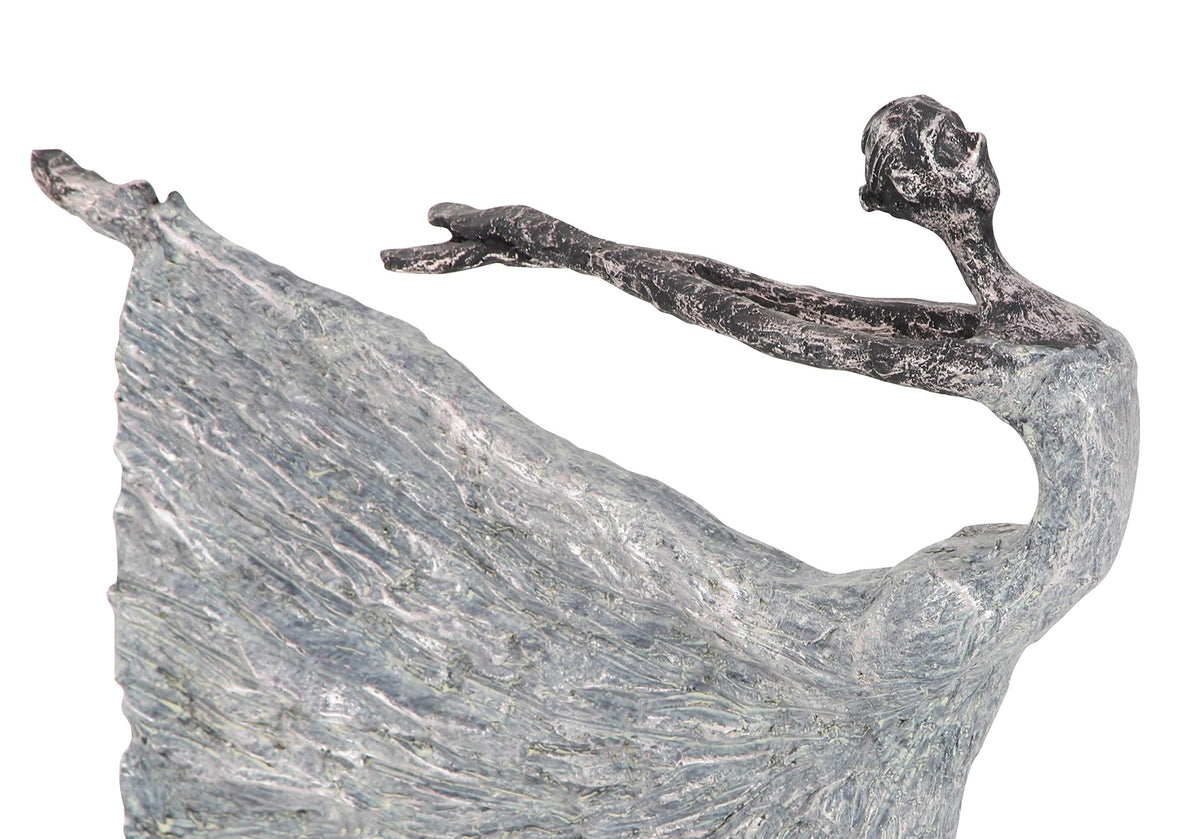 Polystone Dancer Decorative Sculpture Home Decor Statue (Gray / 12" x 3" x 16")