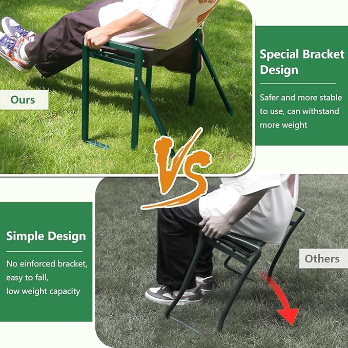 seasky Foldable Garden Kneeler and Seat, Anti-Tipping Gardening Bench Widened Thick Soft Kneeling Pad，Heavy Duty Gardening Stool with Garden Tool Bag, Gardening Gift for Women(Without Gloves)