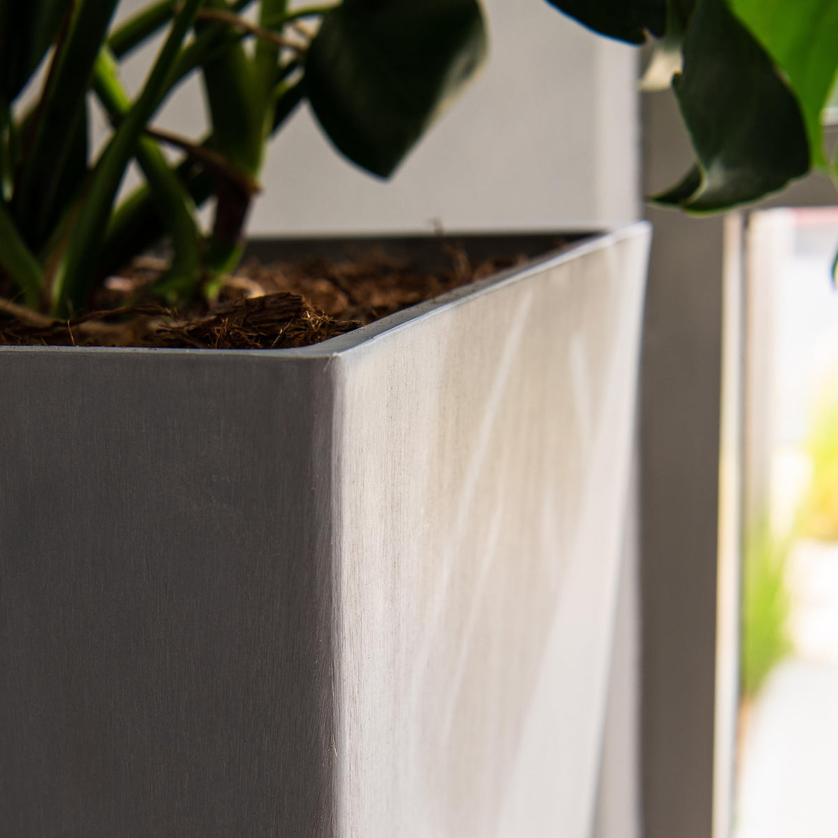 28 Inch Tall Square Tapered Planter (Gray / 28" H)