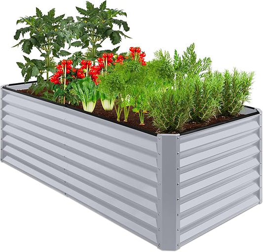 Best Choice Products 6x3x2ft Outdoor Metal Raised Garden Bed, Deep Root Box Planter for Vegetables, Flowers, Herbs, 269 Gallon Capacity, 100% Non Toxic Materials - Moonlight Gray