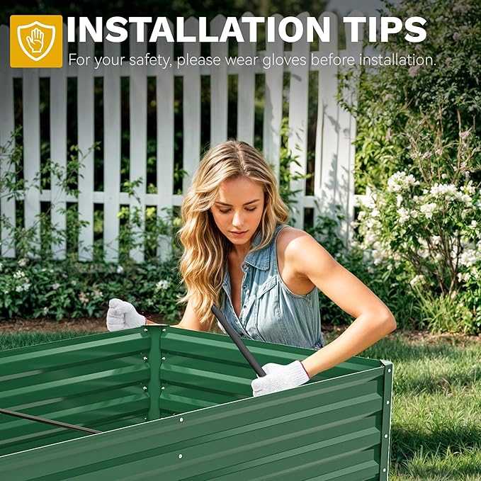 DWVO 2pcs 6 x 3 x 2 FT Raised Garden Bed Kit, Outdoor Galvanized Flower Bed with Gloves, Large Metal Planter Box for Vegetables, Flowers, Herbs, Fruits, Green