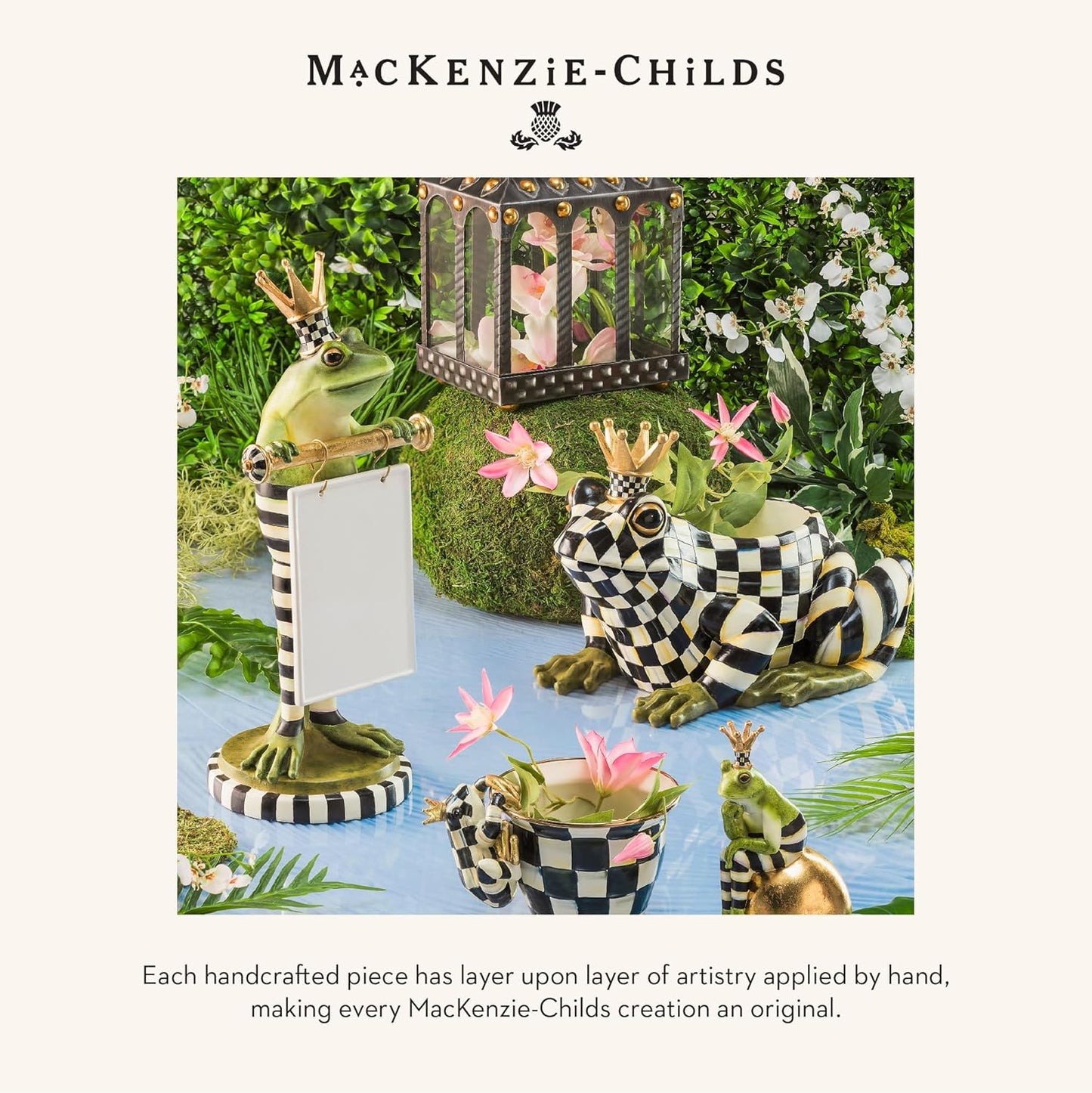 MACKENZIE-CHILDS Pot Climber, Decorative Flowerpot Hanger, Indoor and Outdoor Planter Hanging Decor, Pot Croaker