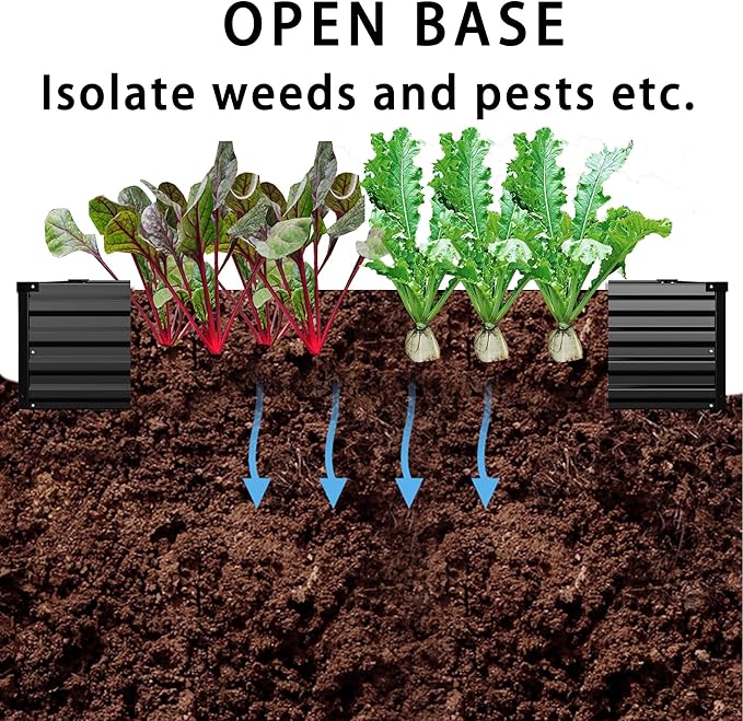 12x4x1.5ft Galvanized Raised Garden Bed,Outdoor Planter Box Metal Patio Kit Planting Bed for Vegetables Flowers Herb,Black