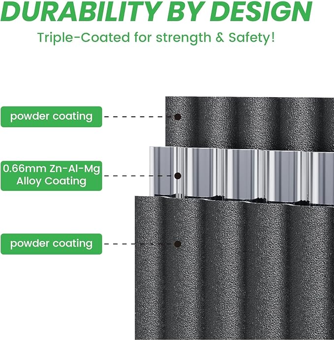 Modular Raised Garden Bed Kit 8×2×1.4FT, Magnesium-Aluminum-Zinc Steel, Rust-Proof & Tool-Free Assembly for Vegetables Herbs Flowers, Patio Backyard Urban Gardening(Cracked Silver)