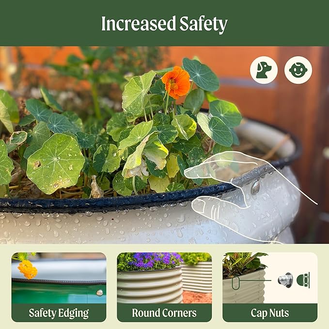 Vego garden Raised Garden Bed Kit, 17" Tall 4 in 1 Modular Metal Raised Garden Beds Kit, Metal Planter Box for Vegetables, Flowers, Herbs, Terra Cotta